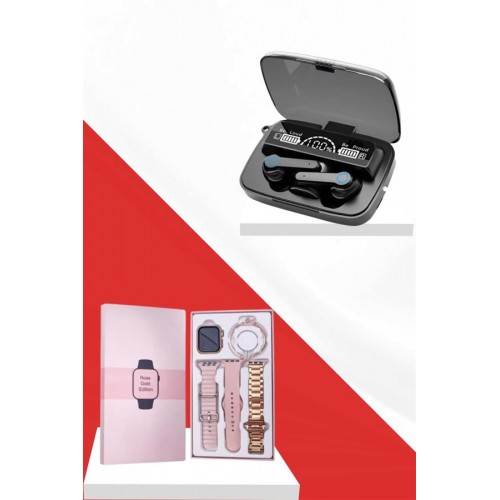 Dijital Göstergeli Powerbank Bluetooth Kulaklık ve Yeni Nesil Amoled Ekran Akıllı Saat