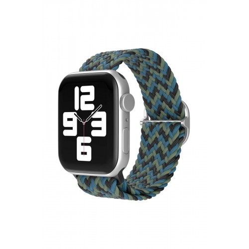 Apple Watch 38mm Star Kordon - Zigzag Mavi-Yeşil-(5796)