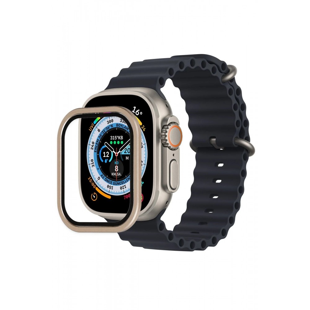 Apple Watch Ultra 49mm Alüminyum Kasa Cam Ekran Koruyucu - Gold-(5796)