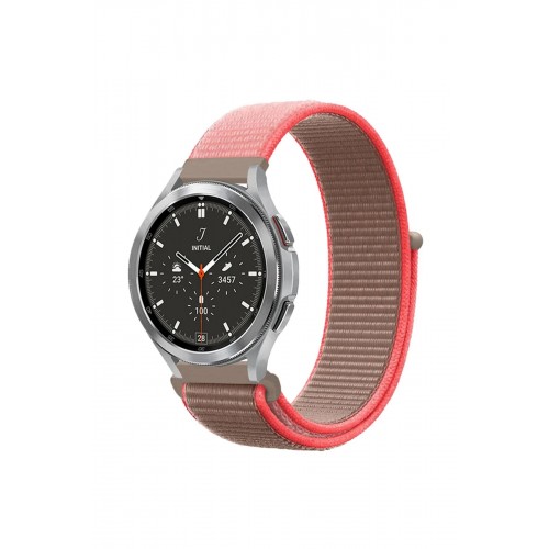 Watch 22mm Hasırlı Cırtcırtlı Kordon - Pembe-(5796)