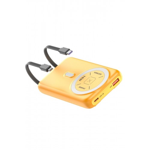 J39 10.000 mAh 20W PD Dahili Kablolu Magsafe Powerbank - Turuncu-(5796)