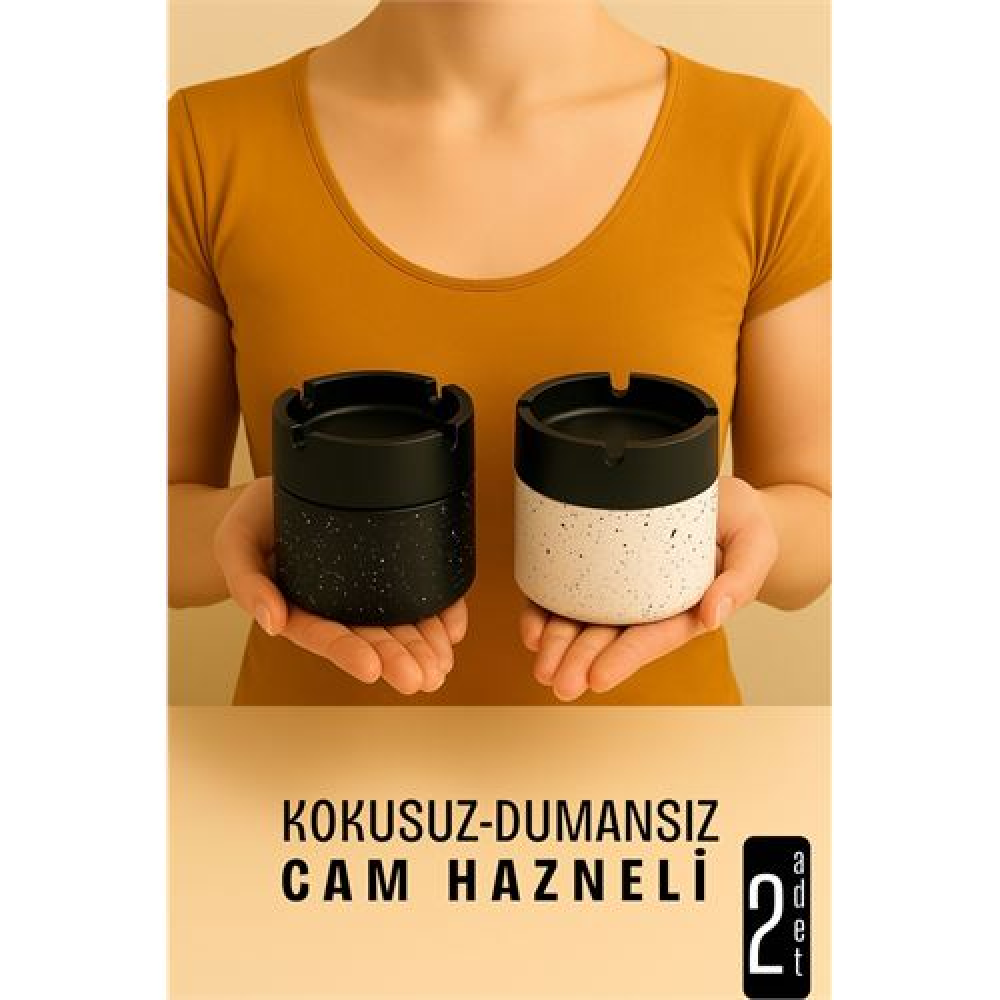 Cam Küllük - Desenli 2 li Küllük Seti  Kafe Küllüğü Restoran Küllüğü Masaüstü Küllük