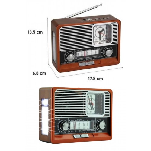 Saatli Fenerli Bluetooth Nostaljik Radyo AUX SD USB Girişli Bluetooth Hoparlör Saatli Fenerli Bluetooth Nostaljik Radyo AUX SD USB Girişli Bluetooth Hoparlör