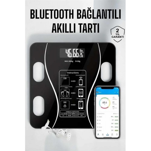 Akıllı Tartı Bluetooth Bağlantılı Yağ Ölçebilen Tartı Yeni Nesil