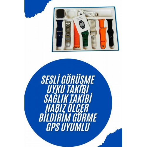 Akıllı Saat 7 Kordon Hediyeli Takvim Alarm Nabız Ölçer Bildirim Görme Sesli Görüşme Akıllı Saat 7 Kordon Hediyeli Takvim Alarm Nabız Ölçer Bildirim Görme Sesli Görüşme