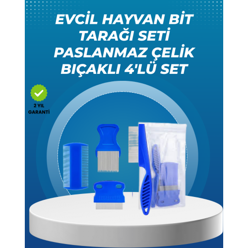 Kedi Köpek ve Küçük Hayvanlar İçin 4 Parça Ergonomik Tarak Takımı