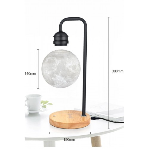 XF02 Ay Görünümlü Kablosuz Şarj Özellikli Gece Lambası - Siyah-(5796)