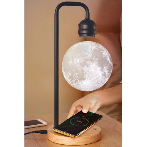 XF02 Ay Görünümlü Kablosuz Şarj Özellikli Gece Lambası - Siyah-(5796) XF02 Ay Görünümlü Kablosuz Şarj Özellikli Gece Lambası - Siyah-(5796)