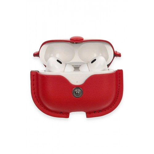 Airpods Pro 2 (2.nesil) Çanta Deri Kılıf - Kırmızı-(5796)