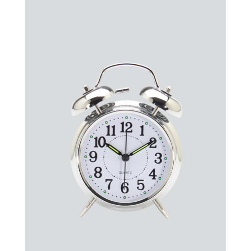 Dekoratif Gümüş Işıklı Alarmlı Masa Saati Sessiz Mekanizma