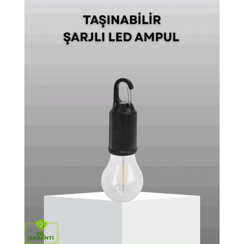 Şarjlı Kancalı LED Lamba – Kamp Balkon ve Acil Durum Işığı