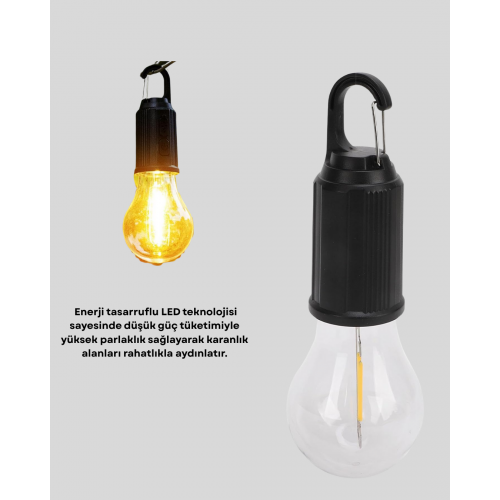 Şarjlı Kancalı LED Lamba – Kamp Balkon ve Acil Durum Işığı