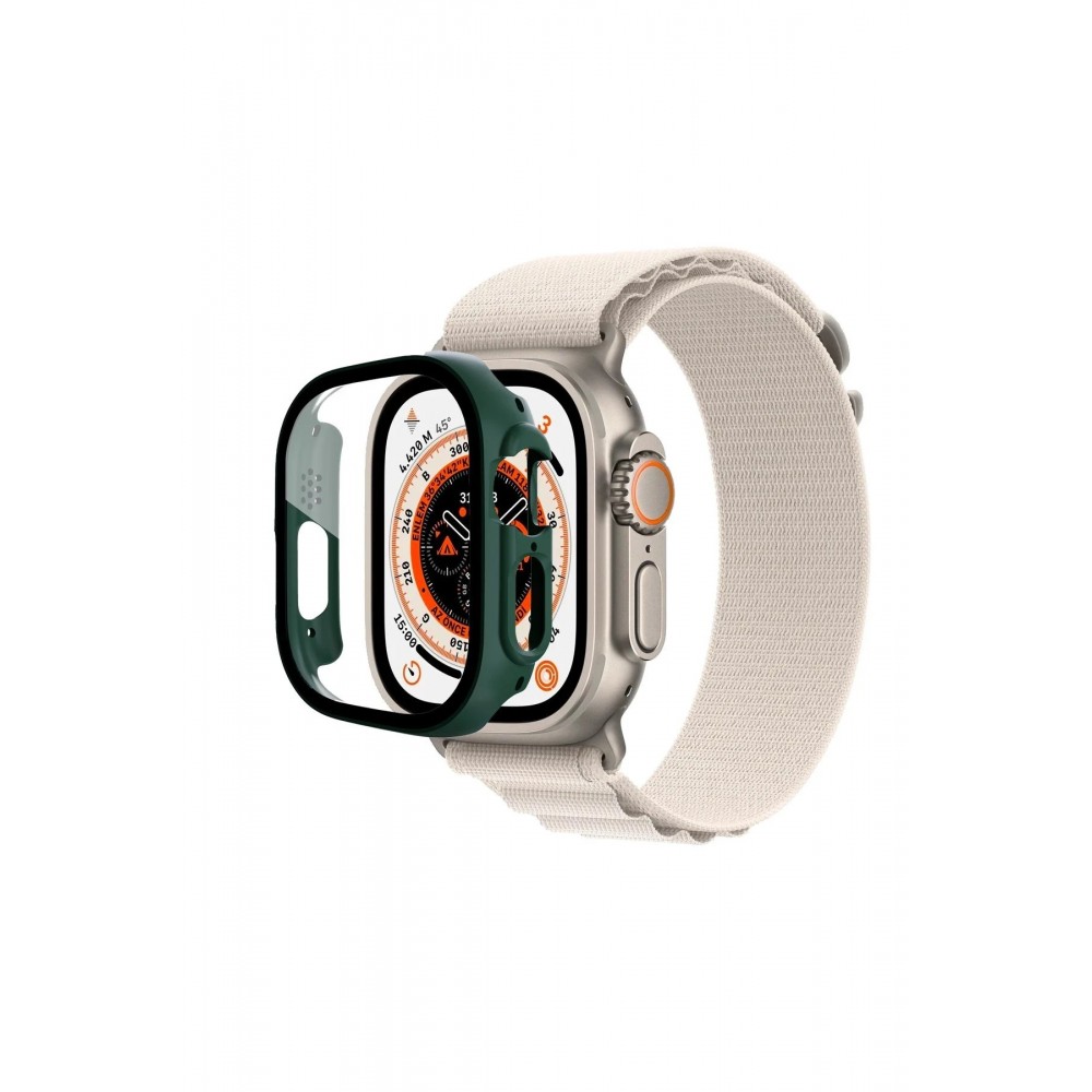 Apple Watch Ultra 49mm Desert Camlı Kasa Ekran Koruyucu - Koyu Yeşil-(5796)