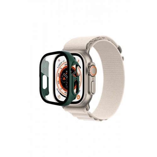 Apple Watch Ultra 49mm Desert Camlı Kasa Ekran Koruyucu - Koyu Yeşil-(5796)