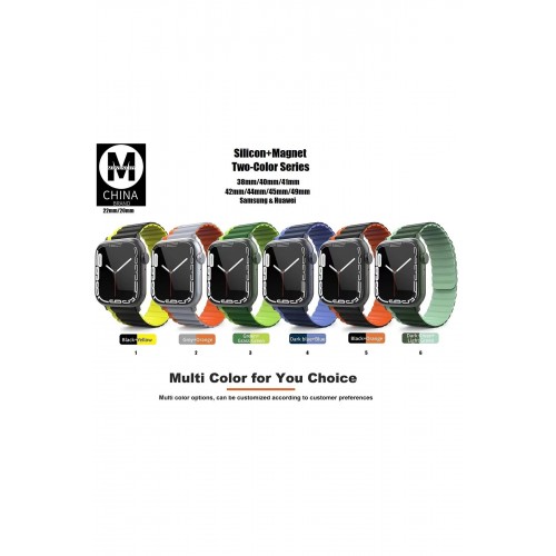 Apple Watch 42mm MO-WB1 Çift Renk Mıknatıslı Silikon Kordon - Lacivert-Mavi-(5796)