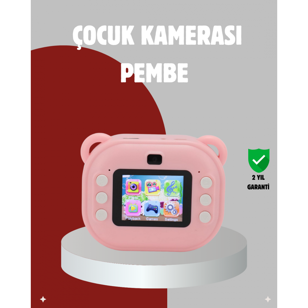 Anında Baskı Özellikli Çocuk Kamerası – 24MP HD Çift Lens 32GB Hafıza ve Oyun Modu