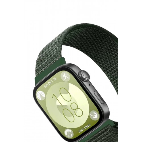 Huawei Fit 4 Hasırlı Cırtcırtlı Kordon - Koyu Yeşil-(5796)