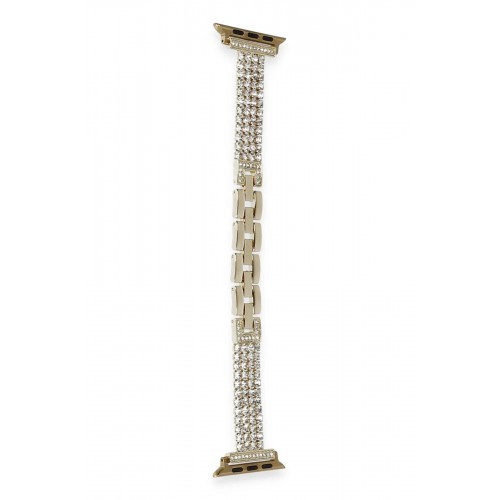 Apple Watch 38mm Live Taşlı Kordon - Gold-(5796)