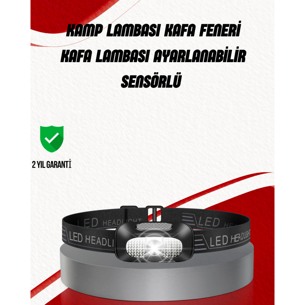 Ayarlanabilir Kafa Lambası Type-C Şarjlı Kompakt Kamp Lambası