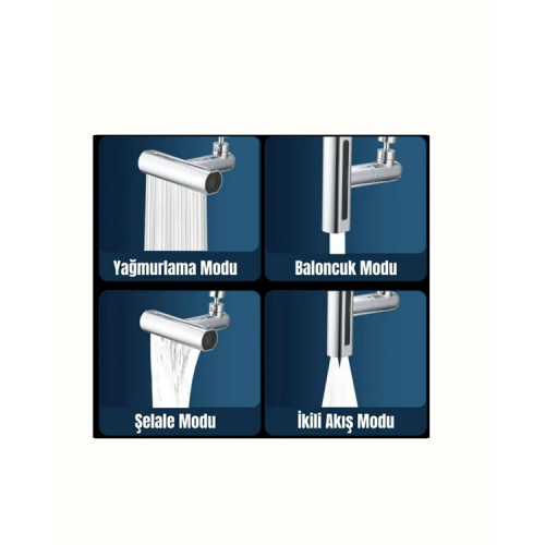 4 Modlu Musluk Başlığı | Şelale Yağmur Sprey Köpük Akışı | Yüksek Basınç Performansı | Modern Tasarım