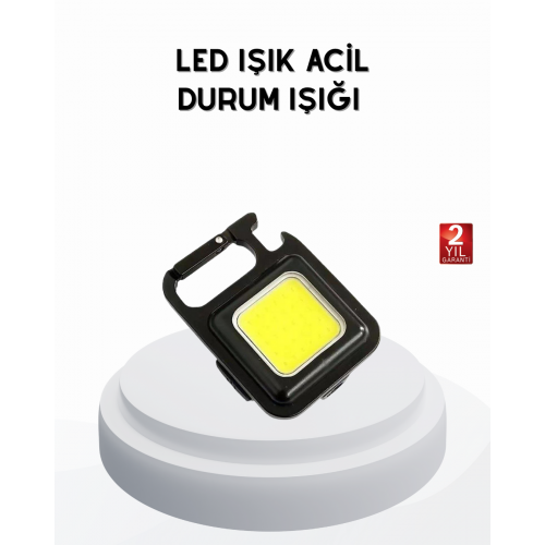 Mini 800 Lümen LED El Feneri – USB Şarjlı 3 Kademeli Işık Şişe Açacaklı Taşınabilir Tasarım