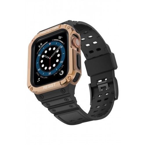Apple Watch 42mm KR401 Silikon Kordon - Siyah-Rose-(5796)