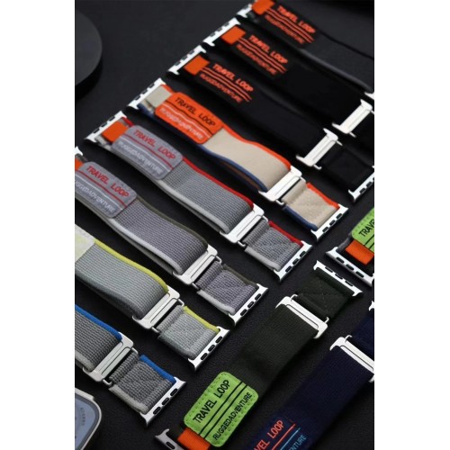 Apple Watch 38mm Alice Kumaş Kordon - Siyah-Gri-(5796) Apple Watch 38mm Alice Kumaş Kordon - Siyah-Gri-(5796)