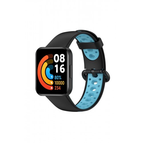 Xiaomi Redmi Watch 2 Spor Delikli Kordon - Siyah-Mavi-(5796)