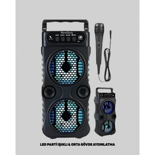 LED Işıklı Kablosuz Hoparlör – Bluetooth FM Radyolu Taşınabilir Şarjlı