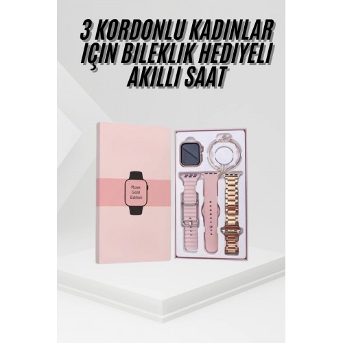 Yeni Nesil Kadın Akıllı Saat Rose Gold Android ve İos Uyumlu