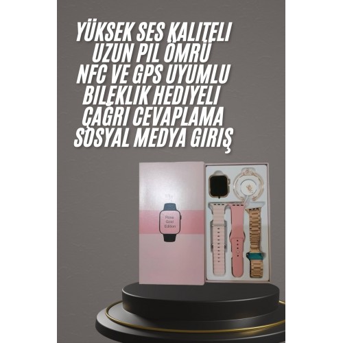 Yeni Nesil Kadın Akıllı Saat Rose Gold Android ve İos Uyumlu Yeni Nesil Kadın Akıllı Saat Rose Gold Android ve İos Uyumlu