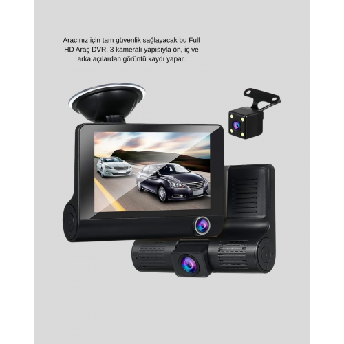 Full HD Araç Kamerası 3’lü 4.0” Ekranlı ve HDR Gece Görüşlü Full HD Araç Kamerası 3’lü 4.0” Ekranlı ve HDR Gece Görüşlü
