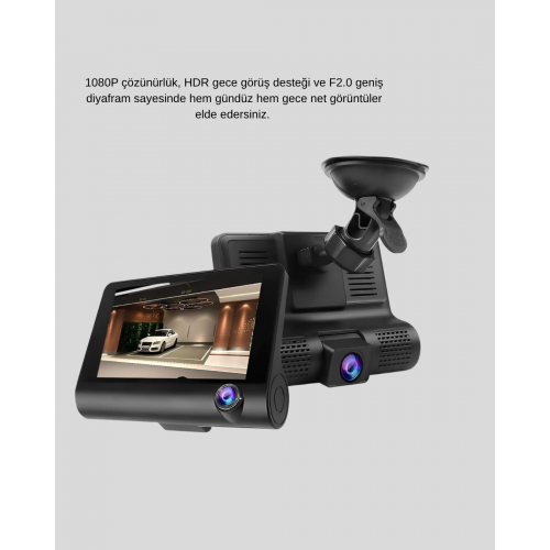 Full HD Araç Kamerası 3’lü 4.0” Ekranlı ve HDR Gece Görüşlü Full HD Araç Kamerası 3’lü 4.0” Ekranlı ve HDR Gece Görüşlü