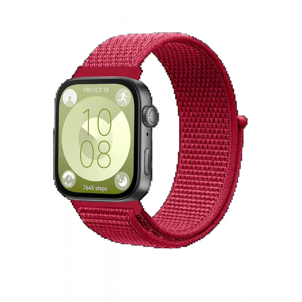 Huawei Fit 4 Hasırlı Cırtcırtlı Kordon - Kırmızı-(5796)