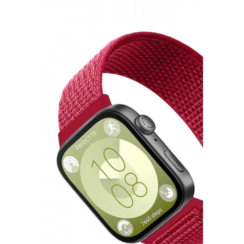 Huawei Fit 4 Hasırlı Cırtcırtlı Kordon - Kırmızı-(5796)