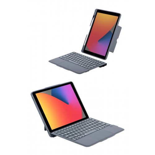 T5506D iPad 10.2 (9.Nesil) Kılıf Palermo Ledli Klavyeli Standlı Tablet Kılıfı - Siyah-(5796)