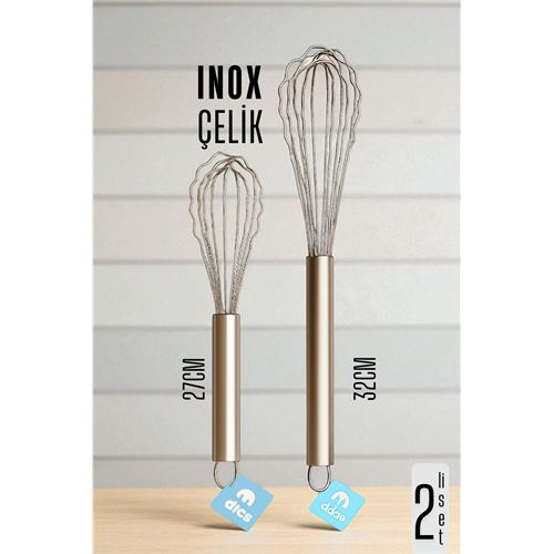 HSNET Inox Çelik Çırpıcı + Uzun Kısa 2 li Çırpıcı Seti