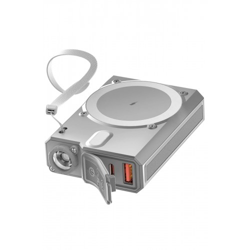 J38 10.000 mAh 20W PD Led Işıklı Magsafe Powerbank - Gri-(5796)