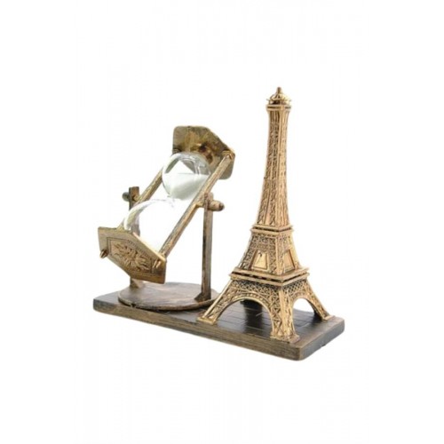 Retro Eyfel Kulesi Ve Kum Saati Dekoratif Ahşap Görünümlü Masa Biblosu