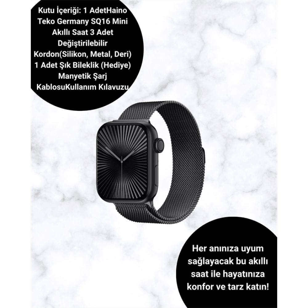 SQ-16 Mini Series 10 – Dokunmatik Akıllı Saat | Kalp Ritmi SpO2 Uyku Takibi