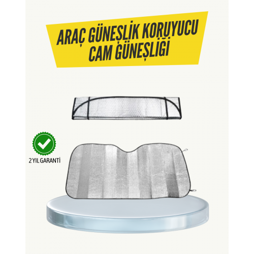 Metalize Reflektörlü Katlanabilir Araç Güneşliği – Yüksek Performanslı Isı ve UV Koruması