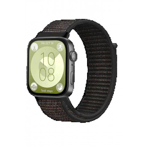 Huawei Fit 4 Hasırlı Cırtcırtlı Kordon - Siyah-(5796)