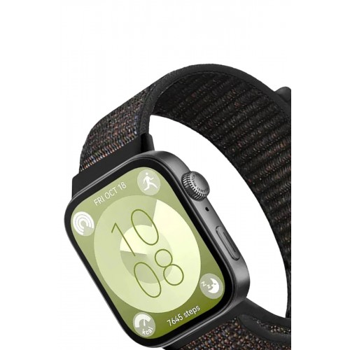 Huawei Fit 4 Hasırlı Cırtcırtlı Kordon - Siyah-(5796)