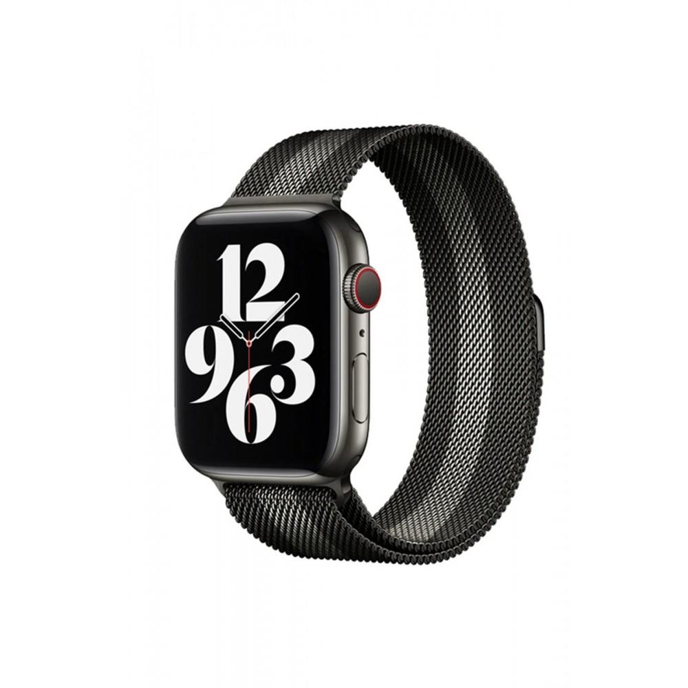 Apple Watch 38mm Metal Mıknatıslı Kordon - Siyah-Beyaz-(5796)