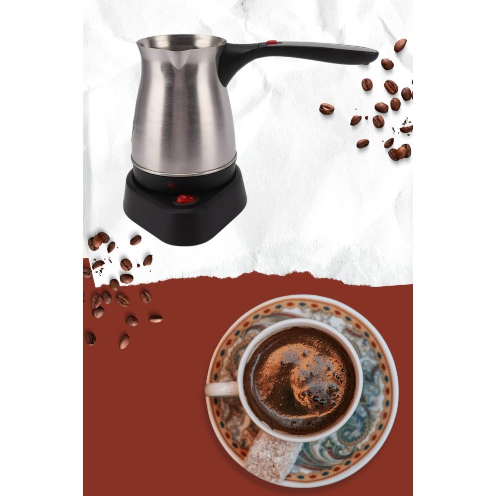 Yeni Nesil Türk Kahve Makinesi Cezvesi Siyah Gri Kablolu Pratik