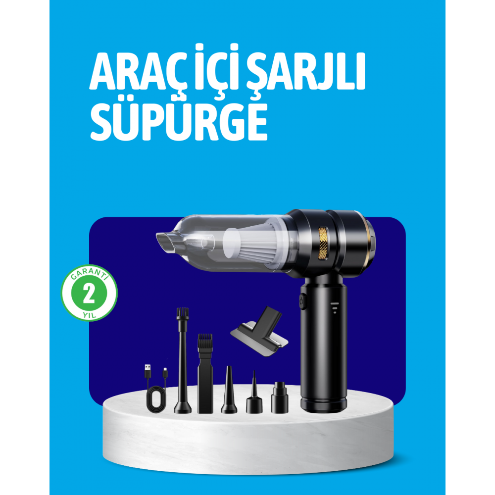 HEPA Filtreli Sessiz Çalışan Kablosuz Şarjlı Mini Süpürge