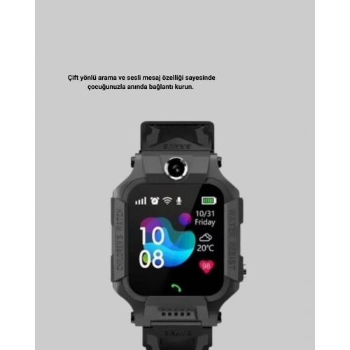 S10 Siyah Çocuk Takip Saati Güvenli Alan Uyarısı ve Sesli Mesaj