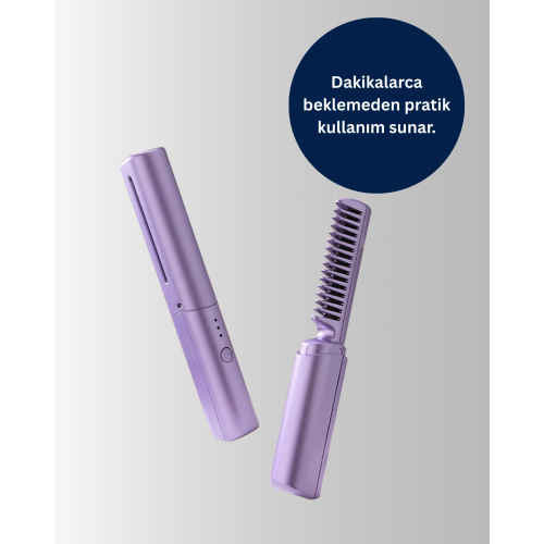 Kablosuz USB Şarjlı Saç Düzleştirici Tarak – Seyahat Boy Kablosuz USB Şarjlı Saç Düzleştirici Tarak – Seyahat Boy