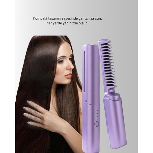 Kablosuz USB Şarjlı Saç Düzleştirici Tarak – Seyahat Boy Kablosuz USB Şarjlı Saç Düzleştirici Tarak – Seyahat Boy