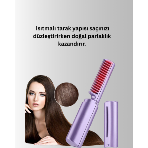 Kablosuz USB Şarjlı Saç Düzleştirici Tarak – Seyahat Boy Kablosuz USB Şarjlı Saç Düzleştirici Tarak – Seyahat Boy